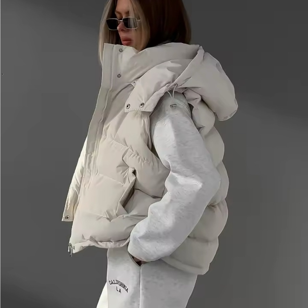 Women's Cream Puffer Jacket